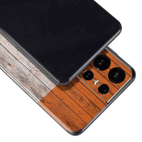 Ireland Flag Dark Wood Galaxy S21 Ultra 5G Skin
